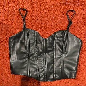 ZARA faux leather cropped top